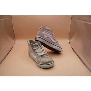 Vans high Top Sneakers  8 Pink and white Vans High top sneakers. Zipper back wit